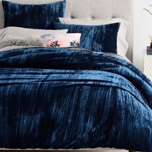West Elm Crinkle Velvet Duvet Cover and 2 Shams